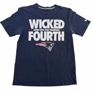 Nike New England Patriots Wicked Fourth T Shirt Mens Medium Super Bowl 49 Champs